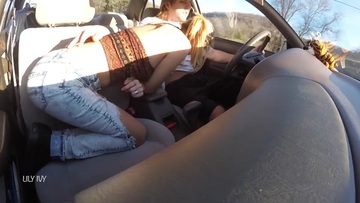 Screenshot Horny Girlfriend Agreed To Suck His Hairy Boyfriend In The Car. Sucking While Riding And Swallows Cum