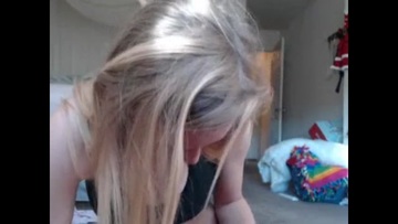Screenshot Sexy blonde with big milkings masturbates on camera 