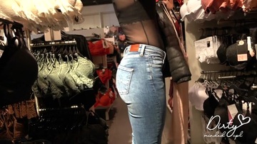 Screenshot Huge Cumshot on H&M Leggings in a Public Changing Room