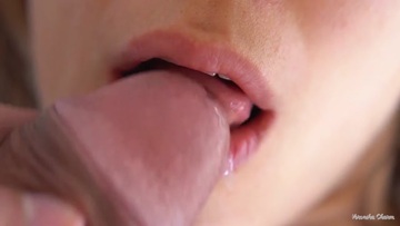 Screenshot Her Sensual Lips & Tongue make him Cum in Mouth, Super Closeup 4K