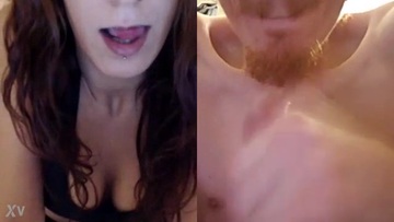 Screenshot British girl reacting to guy sucking his own dick