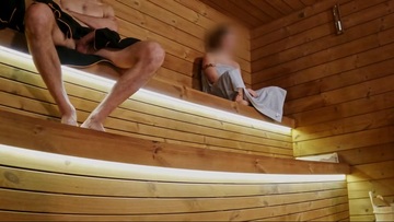 Screenshot SAUNA ADVENTURE PT1: I show my hard cock to three people in the sauna