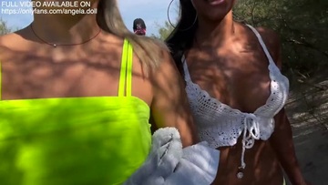 Screenshot Angela Doll - my first giant bukkake with 50 guys on a public beach with balls full of sperm