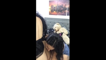 Screenshot Horny friends touch and kiss before going to a party