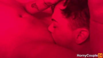 Screenshot Real Couple having Passionate and Romantic Sex under Red Led Lights