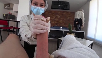 Screenshot ADVENTURE IN HOTEL: Two hotel maids caught me jerking off and almost got a fight over my dick