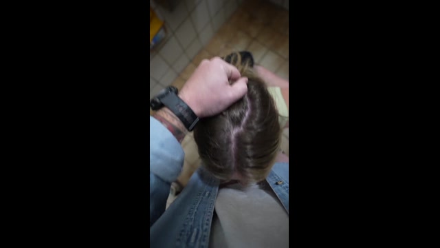 Bildschirmfoto Dirty slut gets fucked hard without a condom in a public restroom