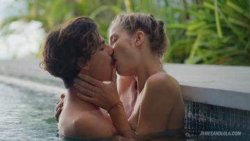 Screenshot An innocent French kiss by the pool turns into passionate sex