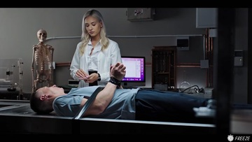 Screenshot A sexy blonde playing a doctor begs for cock—time freeze and a steamy private exam with a creampie