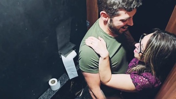 Screenshot A slut gets fucked bareback in a bar bathroom while a guy watches