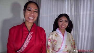 Screenshot Sensual surprise threesome after a steamy Asian spa session.